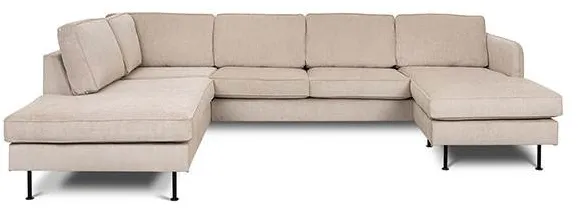 Læsø sofa m. chaiselong og open-end - 288 x 210 cm. - beige fløjl - Højrevendt